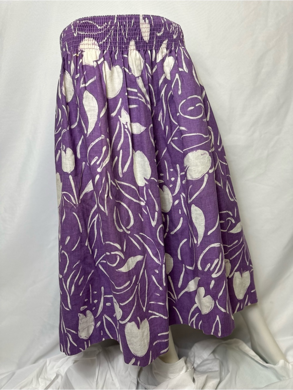 VINTAGE CAMPUS CASUALS BRAND SIZE LARGE PURPLE & WHITE MAXI SKIRT - Picture 2 of 4
